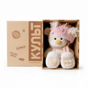KULT Misha+Masha Мягкая игрушка медведь Masha в шапке монстрике Цаца, 18см (Masha/18/ШМ) (в коробке)